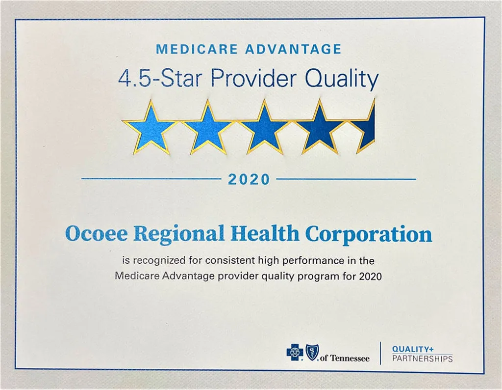 Medicare Advantage recognition awarded to Ocoee Regional Health Corporation